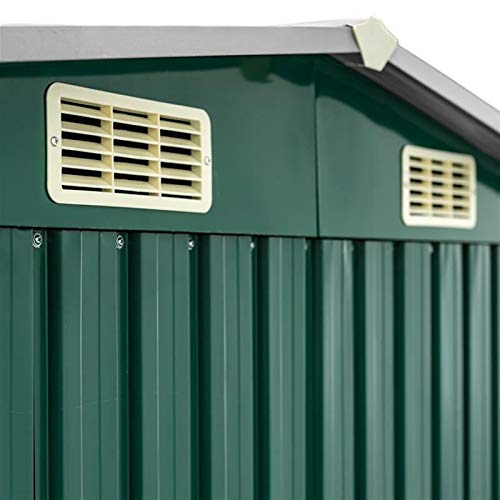 ZeoTioo Geräteschuppen Gerätehaus Gartenhaus Giebeldach Metall grün 257x205x178 cm – Bild 4