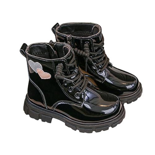 IWIHMIV Girl Ankle Boots Side Zipper Low Heel Leather Riding Short Booties Non Slip Outdoor Shoes for Kids2