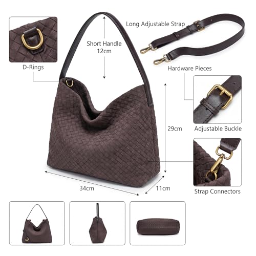 Bolso Tote Trenzado de Gamuza para Mujer Grande miniatura 4