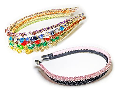 Thin Headbands for Women,Hair Accessories for Women,Headbands for Girls Teens,Hair Bands for Women's Hair,7 Hair Beads Head Bands to Match Hair Color-7pc Hair Jewelry Hair band Includes Black Headband