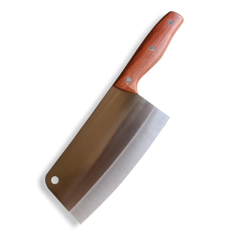 High Carbon Stainless Steel Cleaver/Butcher Knife Rivet Fixed Full Tang Handle for Cutting Chopping Slicing Vegetables, Fish, Meat for Kitchen, Hotel, Restaurants