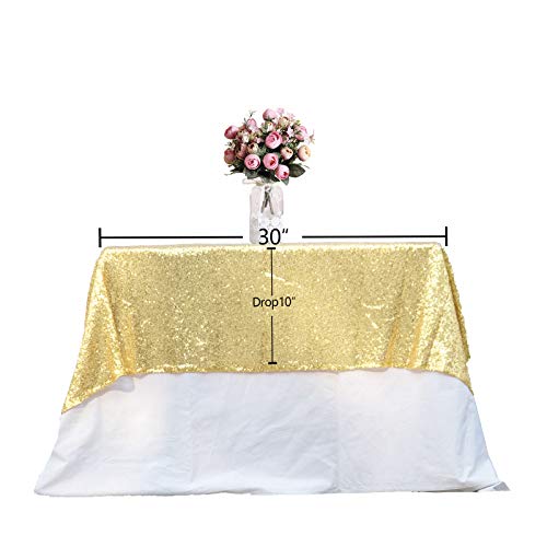 Jyflzq Light Gold Sequin Tablecloth 50" X 50" Square Sparkly Drape Table Cloths Table Cover Overlay For Wedding Birthday Party Baby Bridal Shower #TOP7