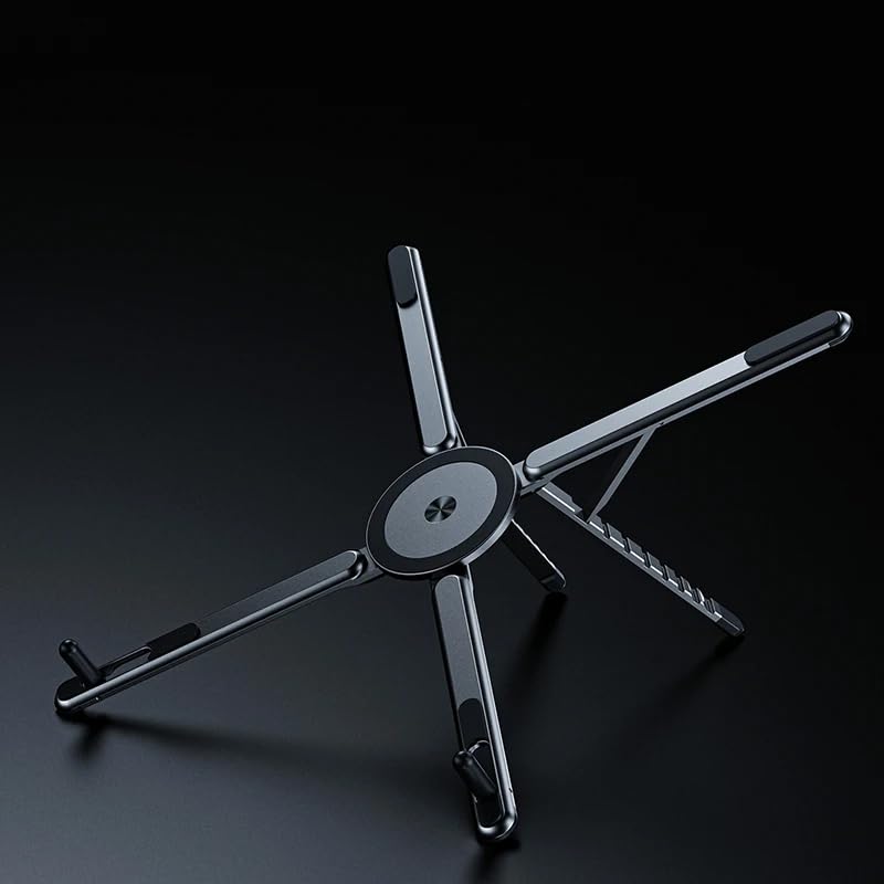 Image of Travel Portable Magnetic Phone Tripod Stand Aluminium Foldable Compatible with Laptops Tablets and Mobile Phones Multi-Angle, Multi Purpose, Adjustable Height & Tilt.
