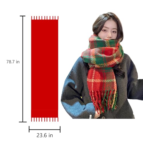Warm Scarf Long Shawl Large Scarves Cold Weather Blanket Scarfs Christmas Plaid Lightweight Fall Winter Scarf 6