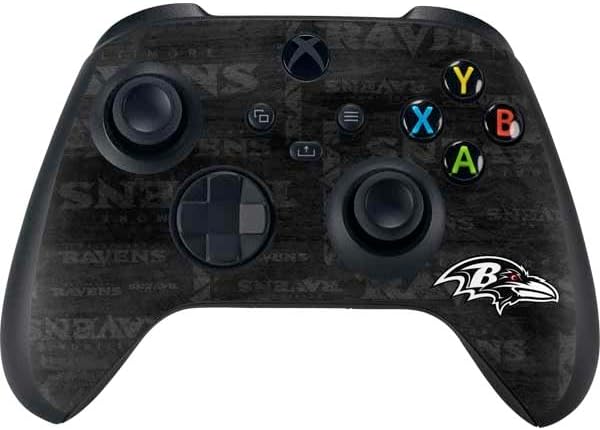 Skinit Decal Gaming Skin Compatible with Xbox Series X Controller - Officially Licensed NFL Baltimore Ravens Black & White Design