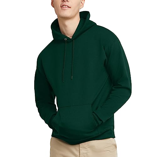 Image of Hanes Men's, EcoSmart, Cotton-Blend Hooded Sweatshirt, Plush Fleece Pullover Hoodie