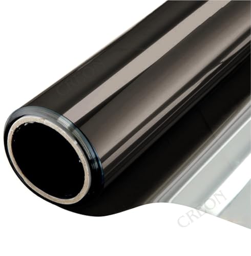 Image of CREON Window Sticker Privacy Glass Film Sticker for Home Office Car Privacy Window Tinting 20 X 96 INCH Non Scratch Waterproof (Silver-Black Film)-Static Cling