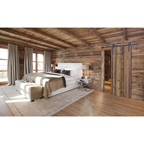 HALCÖ Schiebetürbeschlag für Holz-Schiebetüren, Holzstärke 35-45 mm Komplettset, mit Laufschiene 2000 mm, Schwarzstahl