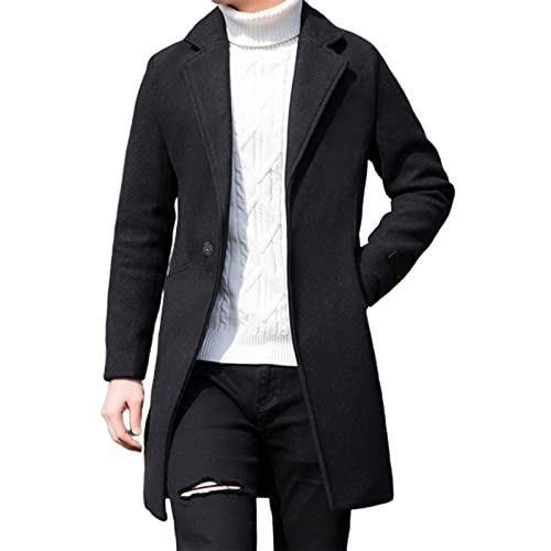 Hiborth Jaqueta masculina cor pura combina com tudo casaco blusão bolsos quentes Preto 2XL