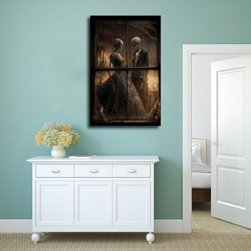 Impression sur toile squelette gothique rétro 40x61 cm pour salon original