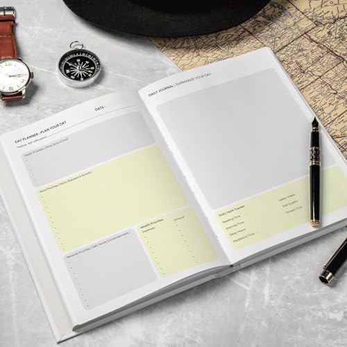 Image of Balance Your Life - Daily Undated Planner and Journal | Wellness Habit Tracker | Boost Work Productivity | Gratitude & Mental Wellbeing | Budget Management | 4-Month Program | 5-Star Product (Executive Space Grey)