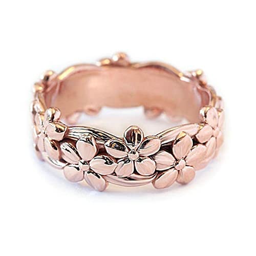 ANAZOZ Bague Femme Plaquée Or Rose, Ornée de Fleurs Branche Vintage Taille 62.5
