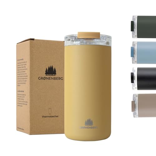 Groenenberg Thermobecher 440 ml | Kaffeebecher to go 100% Auslaufsicher | Hält mind. 4 h warm | Coffee to go Becher aus recyceltem Edelstahl – Ansicht 1