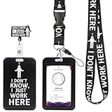 Retractable Lanyards with ID Badge Holder Rotatable Clips - Funny Black I Dont Know Lanyards for Badges Holders，Breakaway with ID Badge Holder for Nurse Teacher Student Office Work Women Men