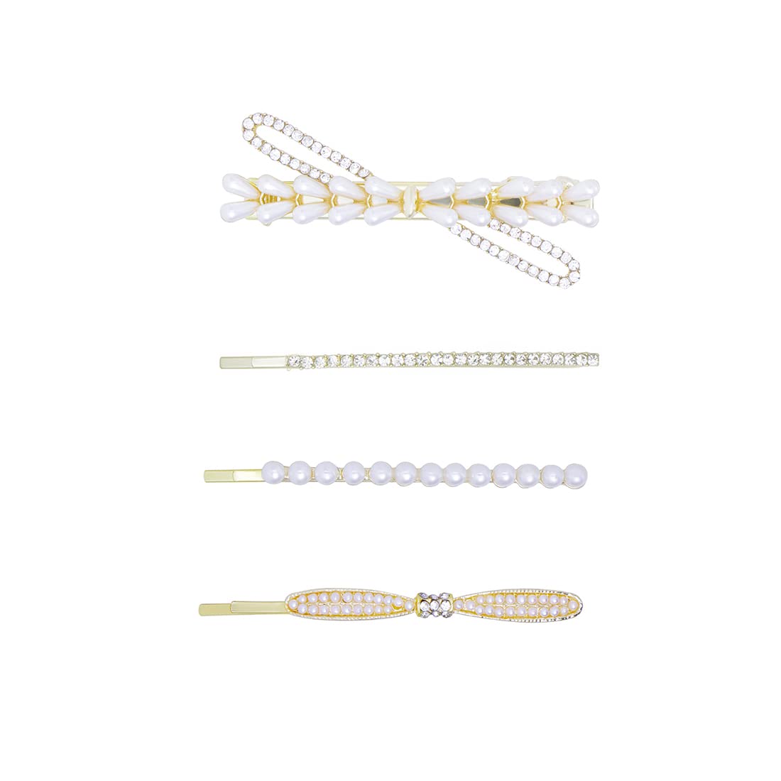 4pc Pearl Hair Clips Metal Bobby Pins & Alligator Clips