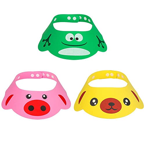 Image of HomeSoGood Shampoo Cap Toddler Kids Wash Hair Shield Eye Protection Portable Adjustable Bath Visor 3PCS