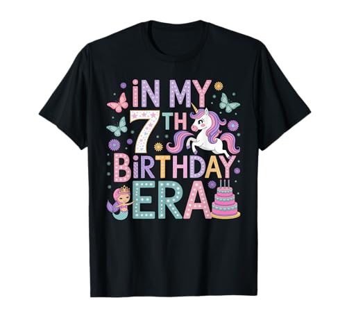 7歳の誕生日デコレーション 女の子向け ハッピー7歳の誕生日 女の子 Tシャツ