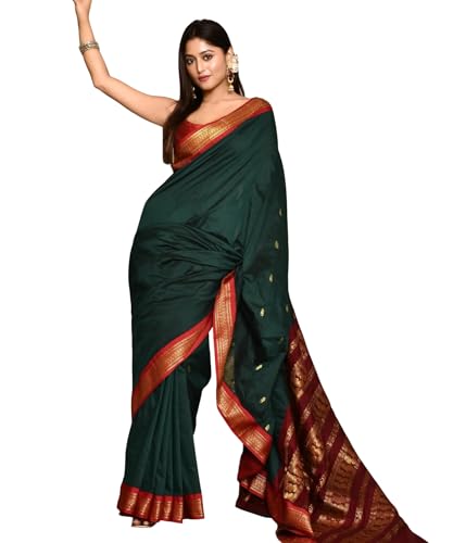 Image of South Cotton Gadwal Saree for Women | Celebrity Inspired Traditional Ethnic Wear | Chettinad & Kalyani Cotton Sarees | Soft Cotton Saree with Blouse Piece