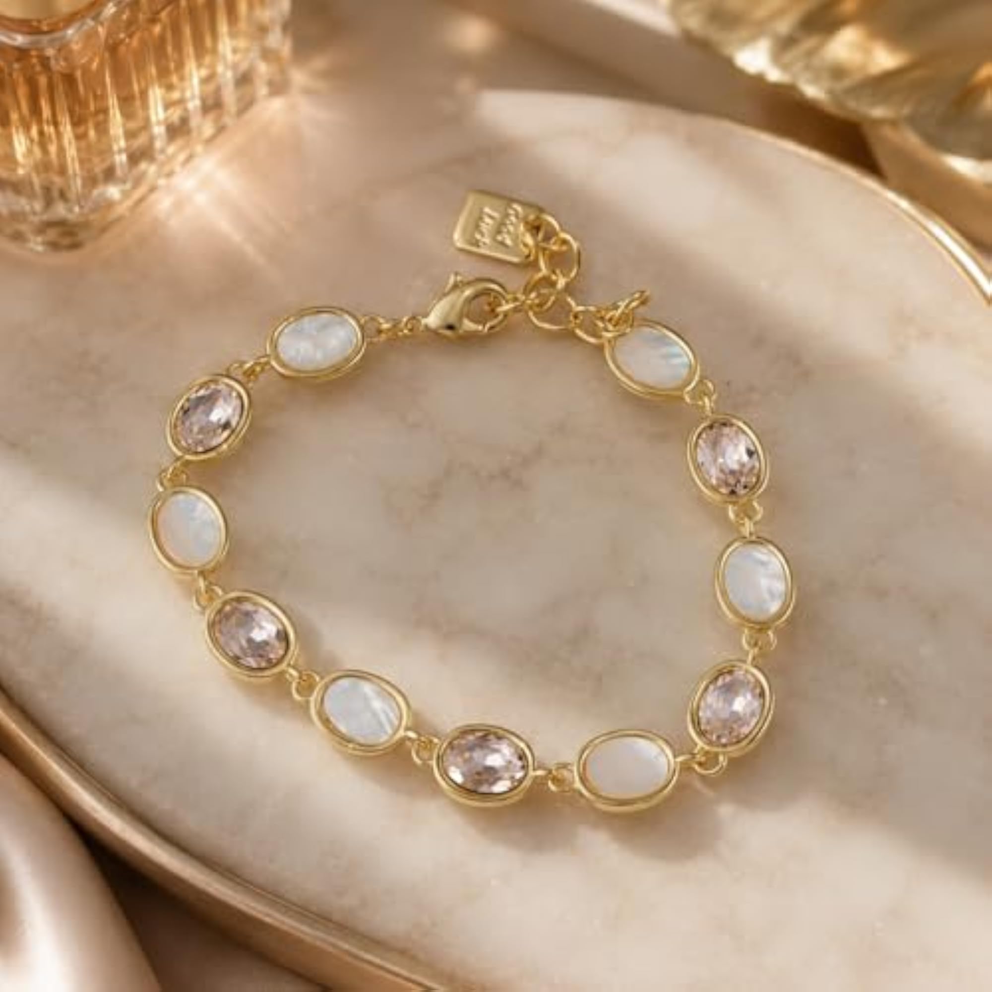 Adjustable Opal Pink Gemstone Bracelet for Women