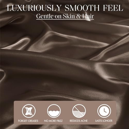 Image of Madison Park Essentials Satin Sheets Queen Size Bed Set, 6 Piece, Chocolate