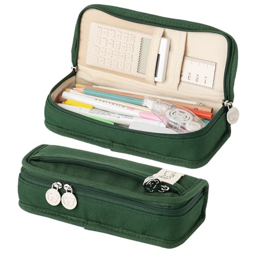 Image of Daily Green Pencil Case, Large Capacity Pencil Pouch with Ample Storage, Simple Design for Students and Professionals