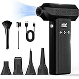 【超小型ながら暴風級】電動エアダスター 300,000RPM エアダスター 3段風量調整 洗車ブロワー 大容量バッテリー 8000mAh 連続200分使用可能 LCDディスプレイ搭載 ２個LEDライト付き AI省エネチップ搭載 洗車/車内/PC/キーボード/カメラ掃除/落ち葉の吹き飛ばし 日本語取扱説明書