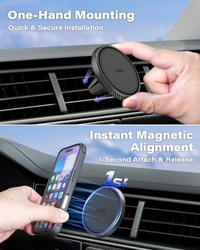 A2C Handyhalterung Auto Lüftung für Magsafe [17*N54 Magnet & Ultra-Stabiler] Universal Autohalterung Magnetische für Lüftungsgitter Kfz Handyhalter für iPhone 12-17, Samsung & Magsafe Hülle 5