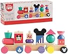 Disney Wooden Toys Mickey Mouse Stacking Train Set, 18-Pieces, Amazon Exclusive, by Just Play