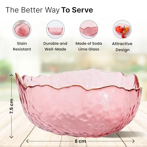 Image of The Better Home Borosilicate Glass Salad Bowls (670ml) | Serving Platter | Snack Serving Bowl | Fancy Salad Bowl | Glass Serving Bowls | Decoration Items for Home Decor
