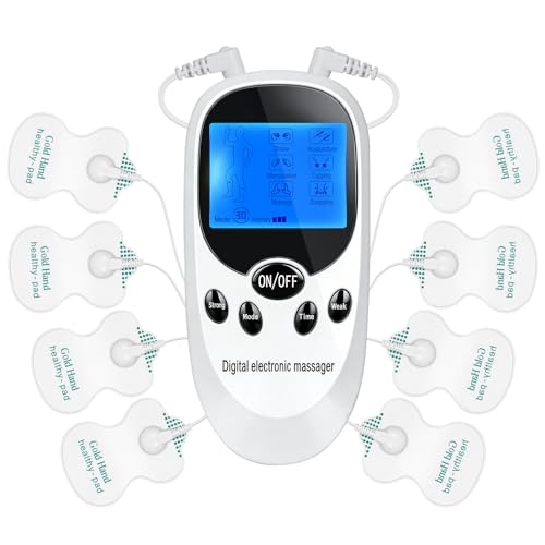 PLLYPE TENS Gerät Schmerztherapie Perioden Simulator mit 6 Massagemodi und 8 Elektroden Pads 2 Kanäle Wehen Simulator Tensgeräte Reizstromgerät für Bein Rücken Schulter Arm Muskelstimulator
