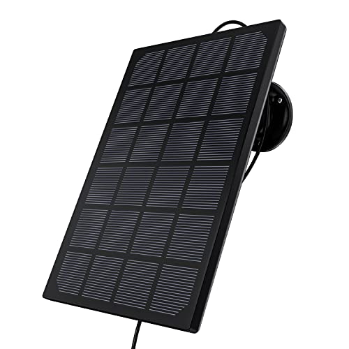 elemage Solarpanel für Akku Überwachungskamera Aussen,Schwarz, Wetterfest, 360° Einstellbare Halterung, Micro USB Schnittstelle, Unterbrechungsfreie Energieversorgung Cover
