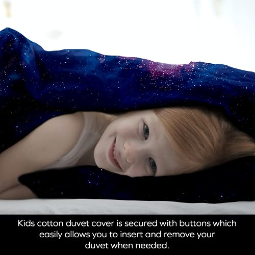 Boston Linen Co. 100% Cotton Twin Size Kids Duvet Cover Set - Soft And Breathable Galaxy Bedding Set - 2 Piece Printed Duvet Covers For Girls & Boys - Elegant Design Teens Duvet Cover With Pillowcase #TOP2