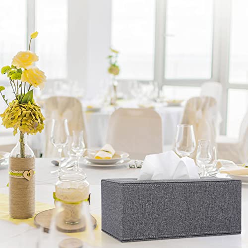 Sumnacon Rectangular Linen Tissue Box Cover - Stylish Tissue Box Holder With Magnetic Bottom, Decorative Tissue Box For Vanity Dresser Night Stand Table Countertop Home Office Car, Grey #TOP1