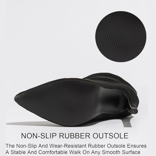 Women'S Suede Stiletto Heel Ankle Boots Fashion Pointed Toe Side Zipper High Heel Dress Booties For Office Work Party3