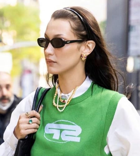 NULOOQ Retro Tiny Oval Sunglasses for Women 90s Vintage Shades Small Face Narrow Style2