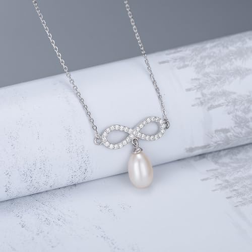 Collier perle infini argent anti-ternissement pavé de zirconium - 2