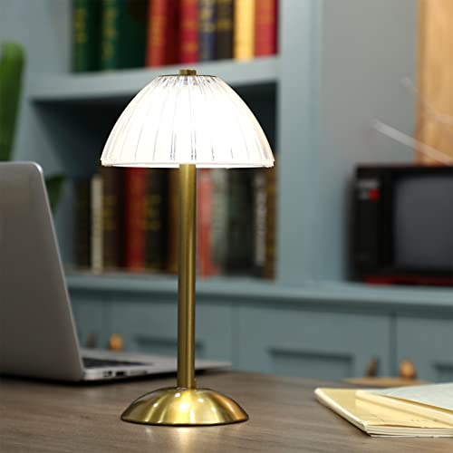Image of Liliful 6 Pcs Cordless Table Lamp Rechargeable Touch LED Small Gold Portable Battery Operated USB-c Desk Lamp 3 Color Dimmable for Bedroom Living Room Dining (Gold,Mushroom Style)