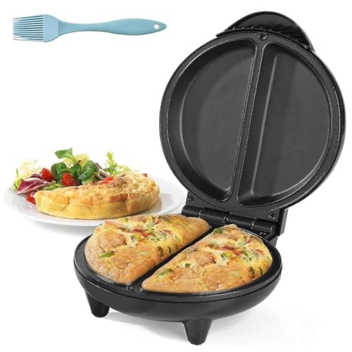 Omelette Maker eléctrico, cocina de tortilla doble de doble zona, placas de relleno profundo antiadherentes, encimera compacta for tortillas, panqueques y tostadas