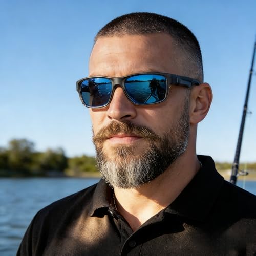 Image of Joopin Rectangle Sports Sunglasses Polarized UV Protection Shades for Men | Wrap Around Sun Glasses, Trendy Plastic Frame, TAC Lens, Safety, Driving, Running, Fishing, Cycling, Hiking