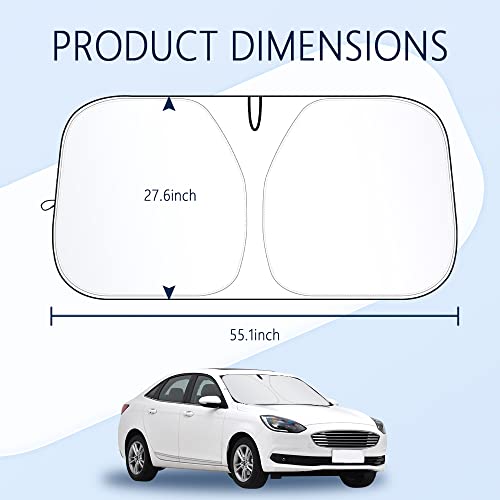 Image of 300T Thickened Automotive Glass Sunshade and Comes with Storage Bag,Keep Car Interior Cool,Windshield Sun Shade Fit for Small Cars (M: 55.12 * 27.6 inch)