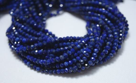 Gemme de lapis lazuli véritable en rondelles facettées 3mm pour haute joaillerie