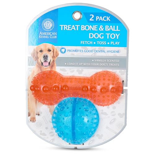AMERICAN KENNEL CLUB AKC 2-Pack TPR Treat Toys – Vanilla