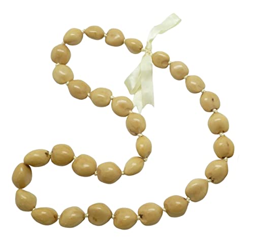 Hawaiian Style Polish White Kukui Nut Necklace,32 Nut
