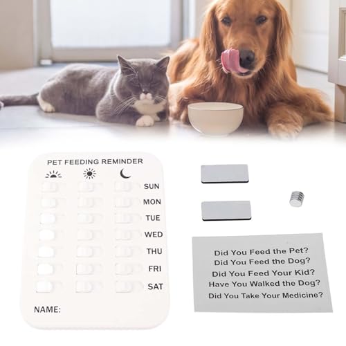 Pets Dog Feeding Reminder, Weiße Magnetische Aufklebertabelle Zur Täglichen Verfolgung von Mahlzeiten, Inklusive 4 Magneten und 2 Aufklebern, Geeignet für Hundebesitzer (WHITE)