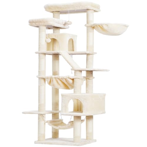 Image of Heybly Cat Tree, 71-Inch-Tall Tower for Indoor Cats with 2 Perches HCT034M