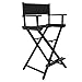 FSAQ Aluminium 42" Hoch Direktor Make-up Stuhl, Faltbare Professionelle Make-up Artist Stuhl Für Kunden, Outdoor Portable Make-up Stuhl Mit Fußstütze Direktor Stuhl(Color:Schwarz)