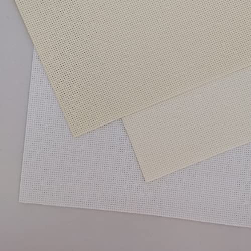 Image of KCS 3 pc of 12 inch x 18 inch 14CT Counted Cotton Aida Cloth Cross Stitch Fabric (White+Natural Antique White+Cream)