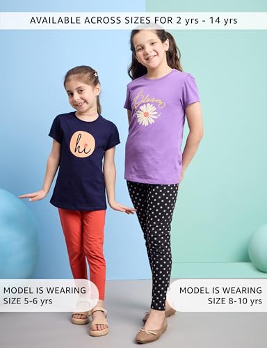 Image of Amazon Brand - Symbol Girl's Cotton Jersey Stretchable Leggings | Ankle Length | Aged 2-14 Years