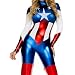 Forplay Women's Petite Star Spangled Hero Catsuit with Stripe Waist and Headband, Royal Blue, Medium/Large