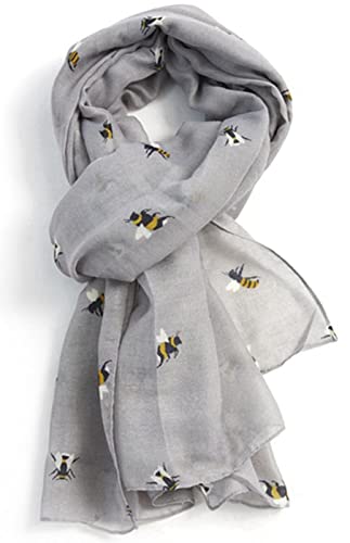 GlamLondon Damen-Schal mit Hummel-Aufdruck, leicht, modisch, Übergröße, ZY - Grau, 42